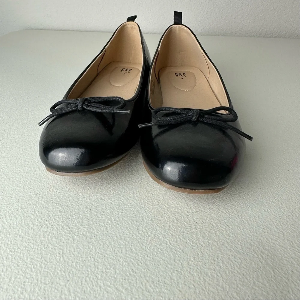 Gap Kids Girls True Black Neutral Dressy Casual Bow Tie Ballet Flats Size 4